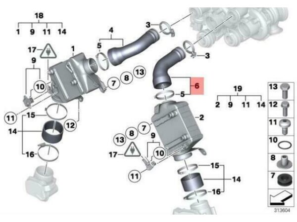 OEM BMW E70N E71 E72 F01 F01N INTERCOOLER PIPE TURBO HOSE 13717575407 NEW - Image 4