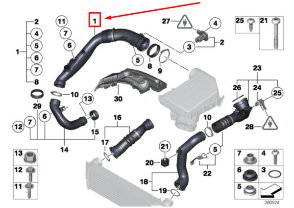BMW 5 F07 air routing without air mass meter 13717583726 7583726 NEW ORIGINAL - Image 4