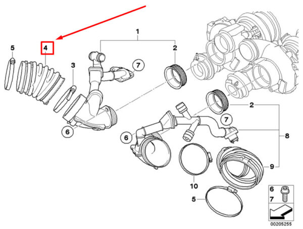 BMW X6 E71, E72 engine air intake hose adapter 13717590351 NEW ORIGINAL - Image 4