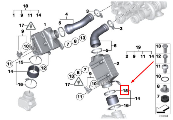 BMW 7 F01, F02 intercooler air intake pipe clamp 7636219 13717636219 NEW - Image 4