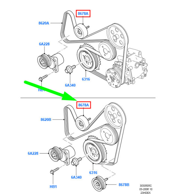 NEW FORD TRANSIT MK3 DRIVE BELT TENSIONER PULLEY KIT 1374385 ORIGINAL - Image 3