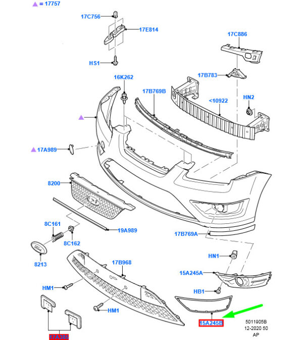 NEW FORD FOCUS C-MAX FRONT RIGHT FOG LAMP GRILLE TRIM BEZEL 1383371 ORIGINAL - Image 3