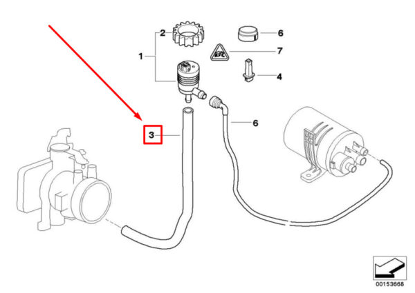 BMW 3 Compact E36 throttle housing ventilation hose 13901712862 ORIGINAL - Image 4