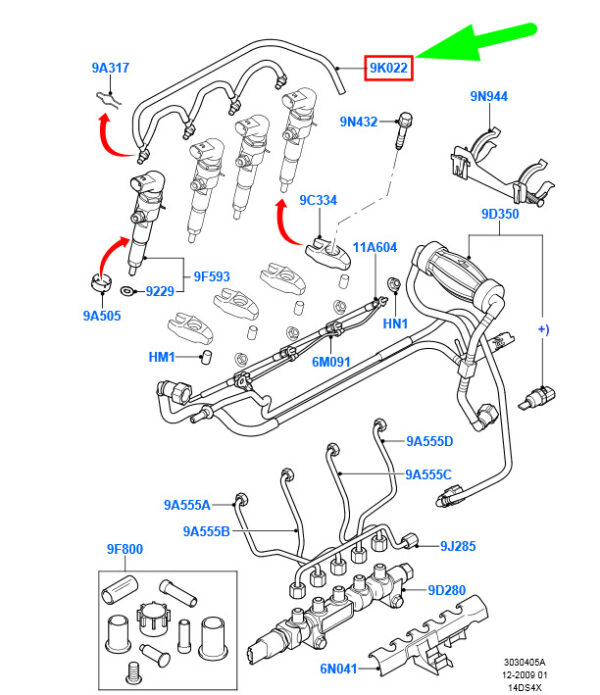 NEW FORD FIESTA WS MK5 FUEL INJECTOR TUBE ASSY 2S6Q-9K022-BD 1444974 ORIGINAL - Image 3