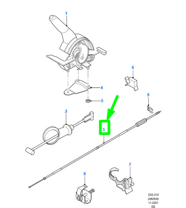 NEW FORD MONDEO ESTATE MK3 PARKING BRAKE REAR CABLE ASSY 1447432 ORIGINAL - Image 3