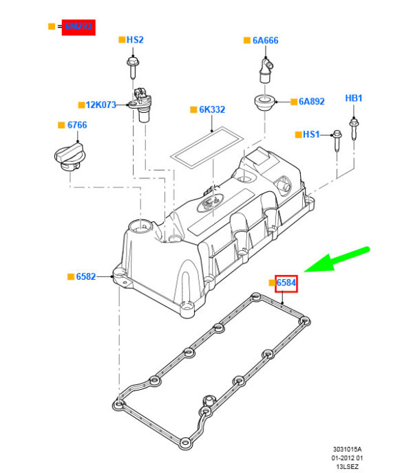 NEW FORD KA MK1 ENGINE VALVE ROCKER ARM COVER 1455542 XS6E-6584-AC ORIGINAL - Image 3