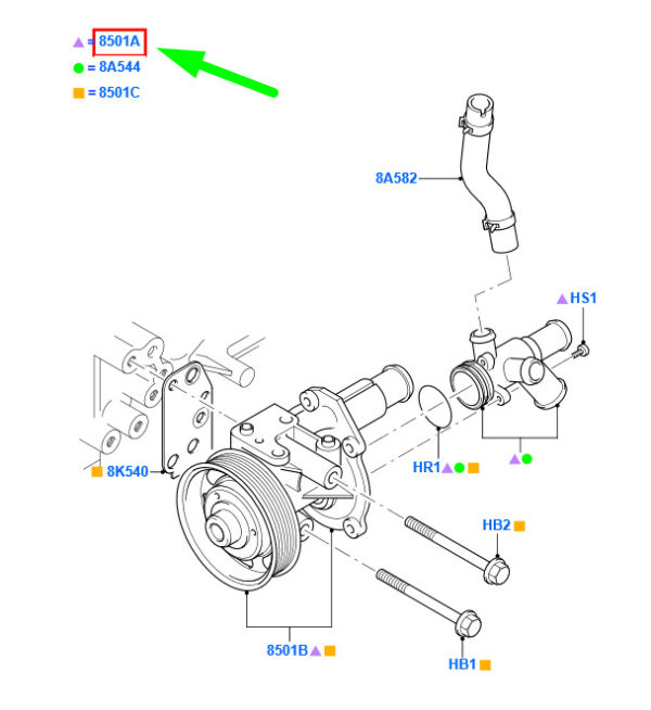 NEW FORD TRANSIT MK3 WATER PUMP ASSY 7C16-8A558-AA 1459513 ORIGINAL - Image 3