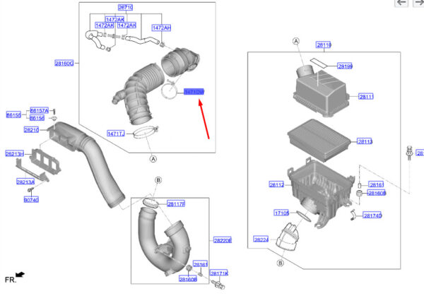 1471195006B Hyundai Kona MK1 air hose clamp 1471195006B