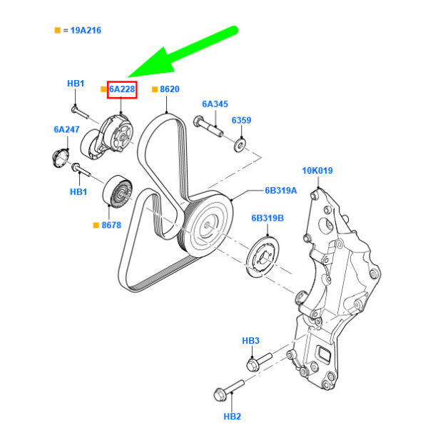 NEW GENUINE OEM 1477061 NEW FORD GALAXY MK2 BELT TENSION PULLEY ASSY 7G9Q-6A228-AB 1477061 ORIGINAL