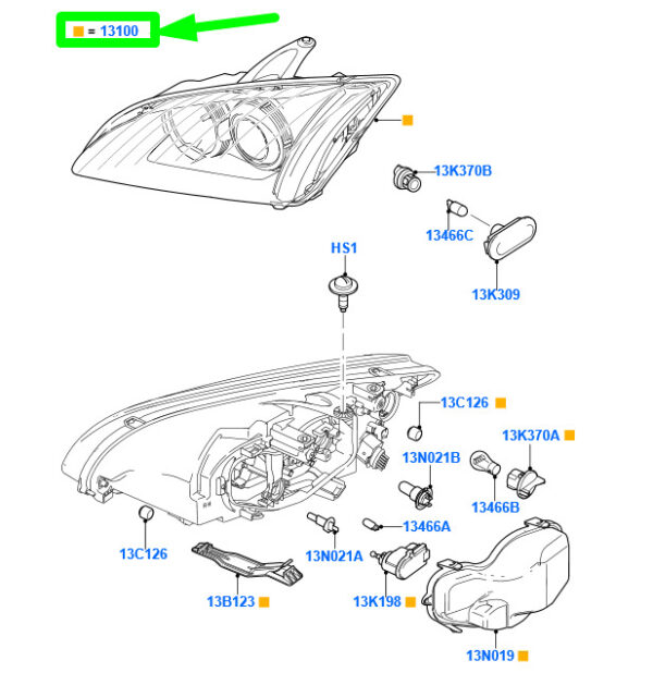 NEW GENUINE OEM 1480990 NEW FORD FOCUS MK2 FRONT LEFT HEADLIGHT LHD 1480990 4M51-13101-AD ORIGINAL