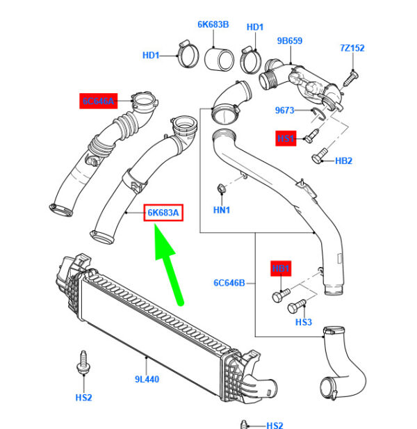 NEW GENUINE OEM 1496240 NEW FORD C-MAX MK1 INTERCOOLER HOSE 1496240 6M51-6K863-HB ORIGINAL
