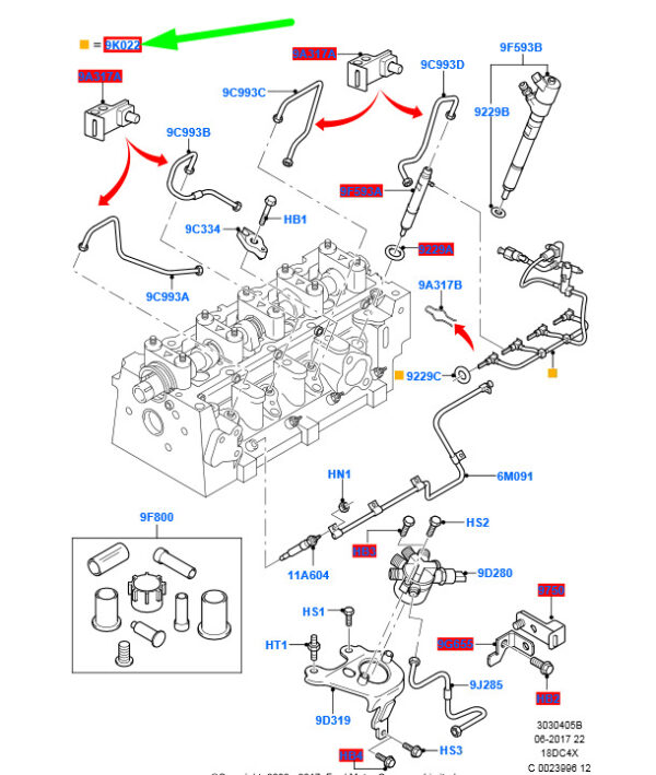 NEW GENUINE OEM 1521487 NEW FORD FOCUS MK2 FUEL INJECTOR TUBE ASSY 1521487 4M5Q-9K022-AG ORIGINAL