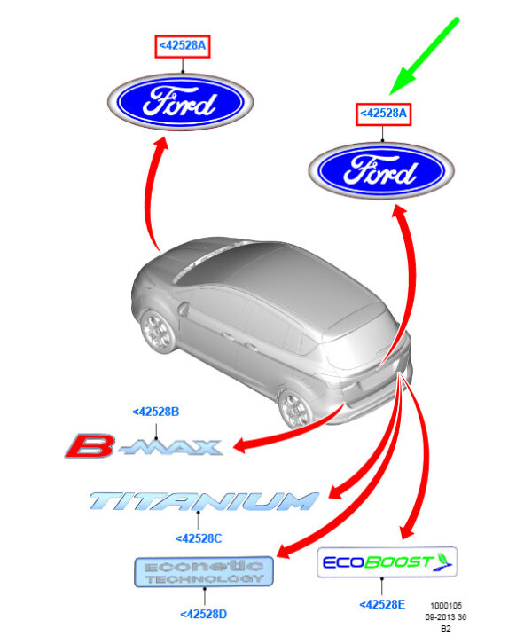 NEW FORD B-MAX B232 OVAL FORD EMBLEM BADGE 1532603 8U5A-19H250-CA ORIGINAL - Image 3