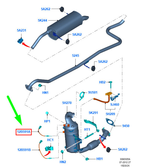 NEW FORD B-MAX B232 EXHAUST GAS TEMPERATURE SENSOR 1543768 ORIGINAL - Image 3
