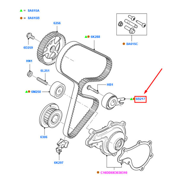 NEW GENUINE OEM 1562503 NEW FORD FOCUS MK2 TIMING TENSION PULLEY ASSY 1562503 2S6Q-6B217-AE ORIGINAL