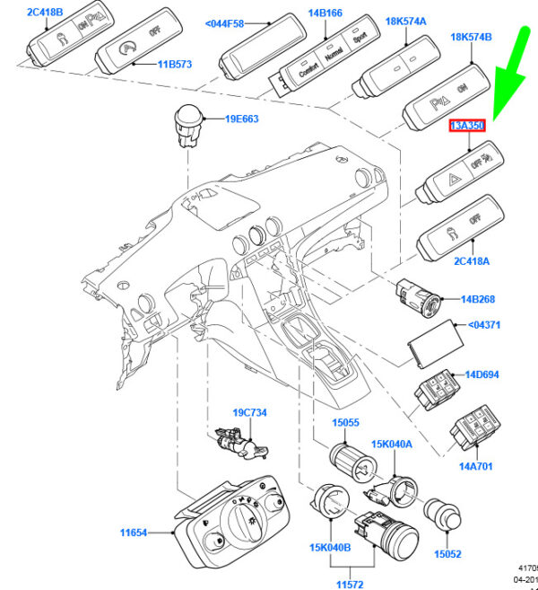 NEW GENUINE OEM 1563625 NEW FORD GALAXY MK2 HAZARD LIGHT WARNING SWITCH 6M2T-13A350-BC 1563625 ORIGINAL