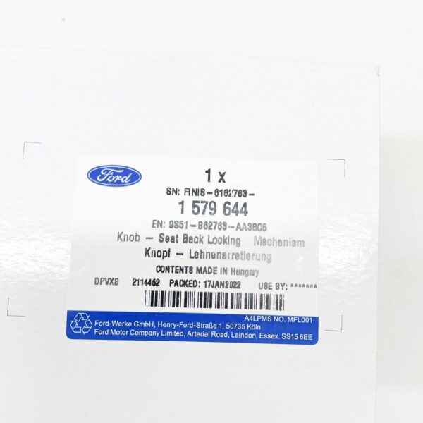 FORD KA MK2 Front Left Seat Back Knob 1579644 9S51-B62763-AA38C5 NEW GENUINE - Image 6