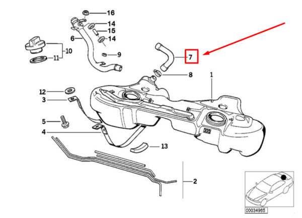 BMW 3 Compact E36 fuel tank hose 16111182831 1182831 NEW ORIGINAL - Image 4