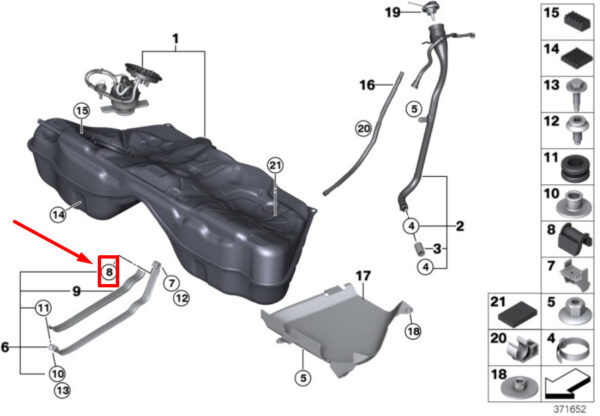 BMW 3 Series E46 Fuel System Tank Damper Rubber 16111184018 1184018 NEW ORIGINAL - Image 4
