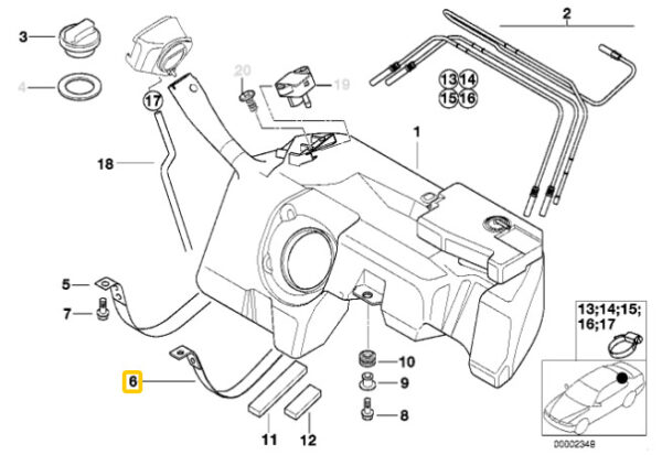 BMW PLASTIC TANK ATTACHMENT TENSION BELT 16111185029 O - Image 5