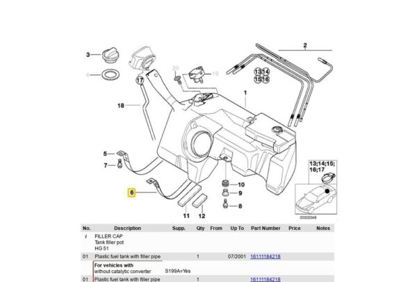 BMW PLASTIC TANK ATTACHMENT TENSION BELT 16111185029 O