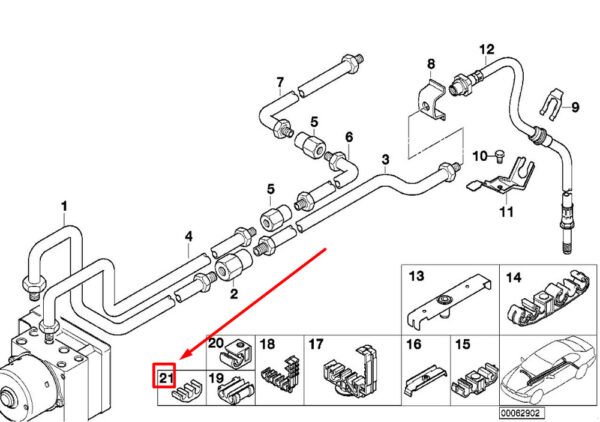 BMW 3 E46 Fuel Brake Line Spacer Bracket 16121176766 1176766 NEW - Image 4