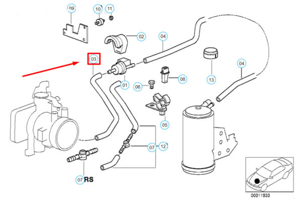 BMW Z3 Coupe E36 Fuel Hose 16121180409 1180409 NEW - Image 4