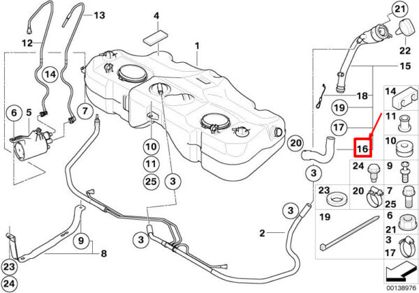 MINI CONVERTIBLE R52 FUEL HOSE 6763840 16136763840 NEW GENUINE - Image 4
