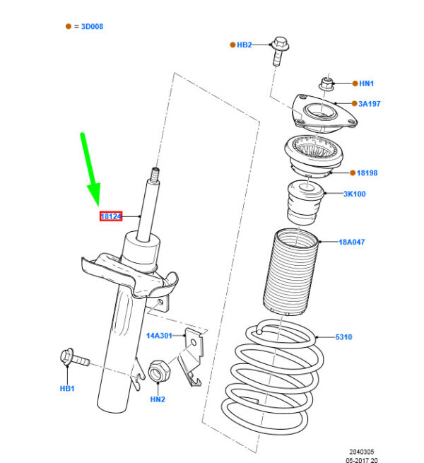 NEW FORD FOCUS MK2 FRONT RIGHT SHOCK ABSORBER 1681181 4M51-18045-ACF ORIGINAL - Image 3