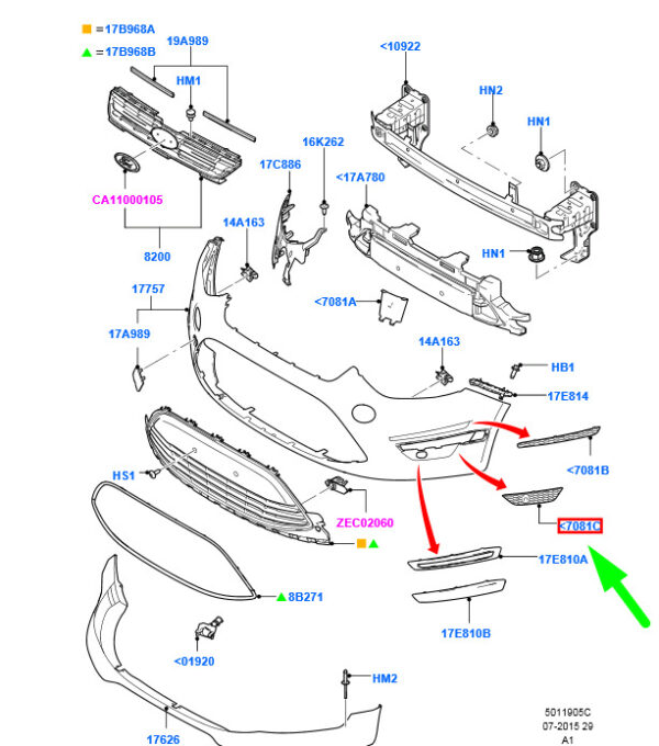 FORD S-MAX MK1 FRONT BUMPER, LEFT LOWER GRILL AM21-R7081-HC 1701543 NEW - Image 6