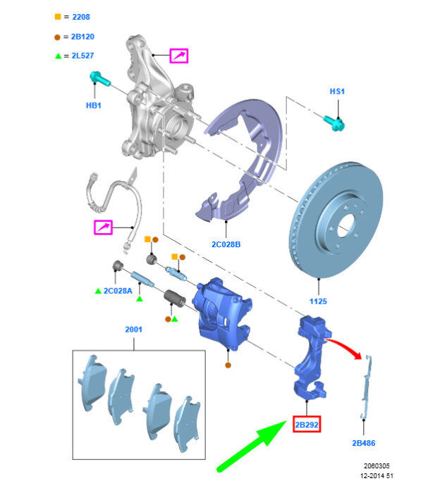 NEW FORD C-MAX MK2 FRONT BRAKE CALIPER SUPPORT AV61-2B135-CB 1707899 ORIGINAL - Image 3