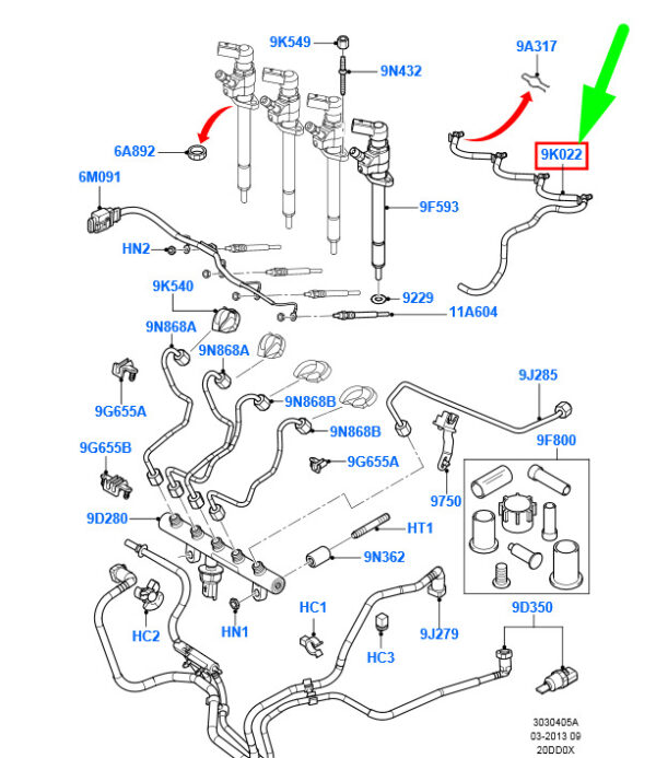 NEW FORD C-MAX MK1 FUEL INJECTOR PIPE REPAIR TUBE 3M5Q-9K022-AC 1708234 ORIGINAL - Image 3