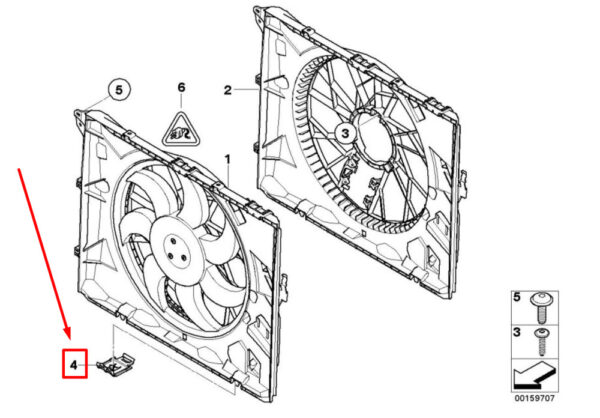 BMW 3 Series E90 motor fan hood mount 17117521784 7521784 NEW ORIGINAL - Image 4