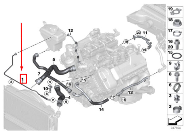 BMW 3 Coupe E92 Engine Coolant Vent Hose 17122283591 2283591 NEW - Image 4