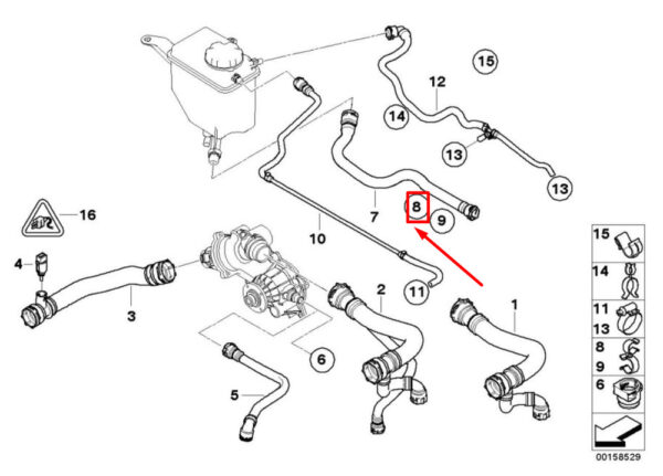 BMW 6 convertible E64 hose clamp 7510098 17127510098 NEW ORIGINAL - Image 4