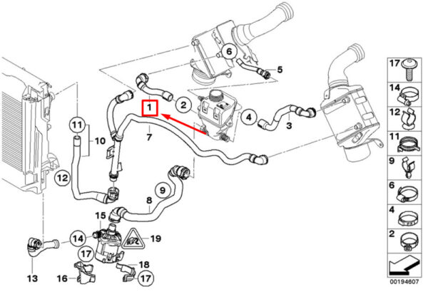 BMW X5 E70 engine coolant hose 17127576383 7576383 NEW ORIGINAL - Image 4
