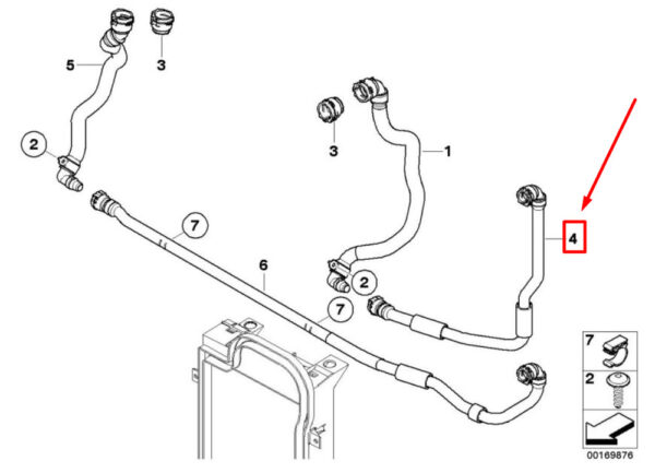BMW X5 E70 radiator coolant hose 17127805600 7805600 new original - Image 4