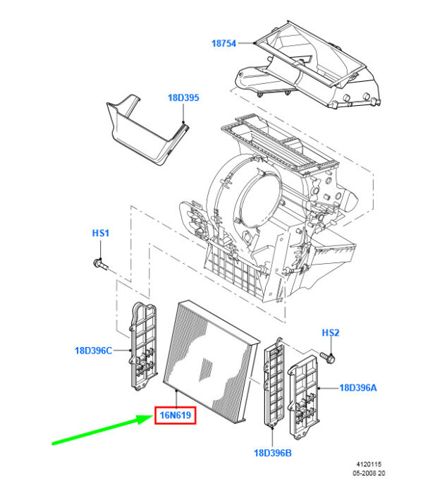 NEU ORIGINAL OEM 1713182 4M5J-19G244-ABHF NEU FORD FOCUS MK2 GERUCHSFILTER ASSY 1713182 4M5J-19G244-ABHF ORIGINAL