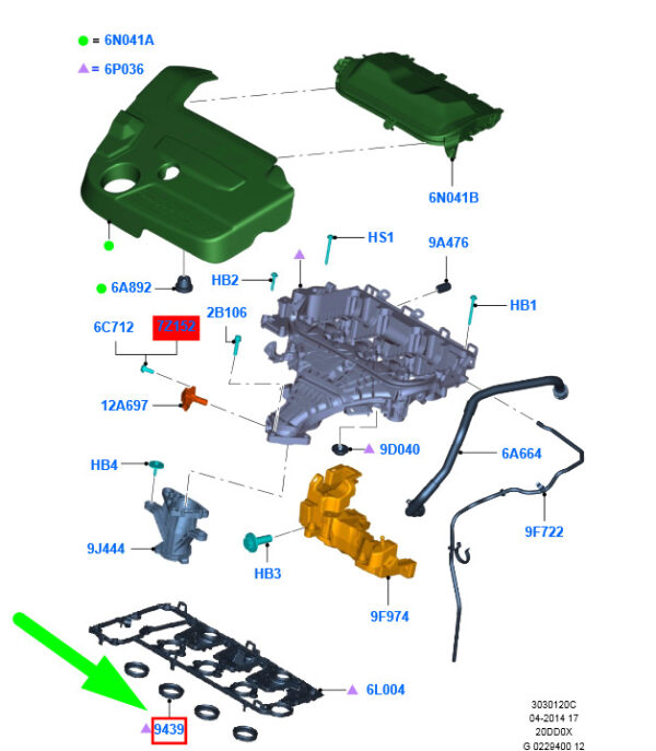 NEW FORD FOCUS C346 MK3 INTAKE MANIFOLD GASKET 9M5Q-9441-AA 1716024 ORIGINAL - Image 3