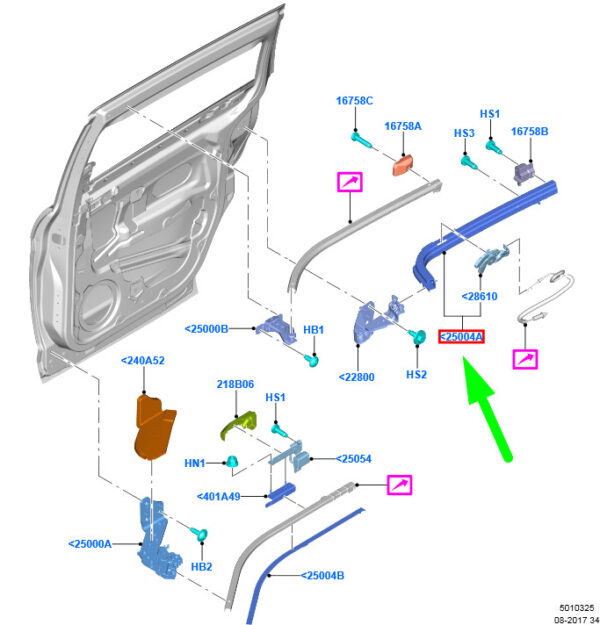 NEW GENUINE OEM 1721244 NEW FORD GRAND C-MAX MK2 RIGHT SLIDING DOOR CENTRE TRACK 1721244 ORIGINAL