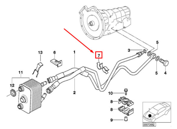 BMW X5 E53 cooling bracket oil line 17221719407 1719407 NEW ORIGINAL - Image 4