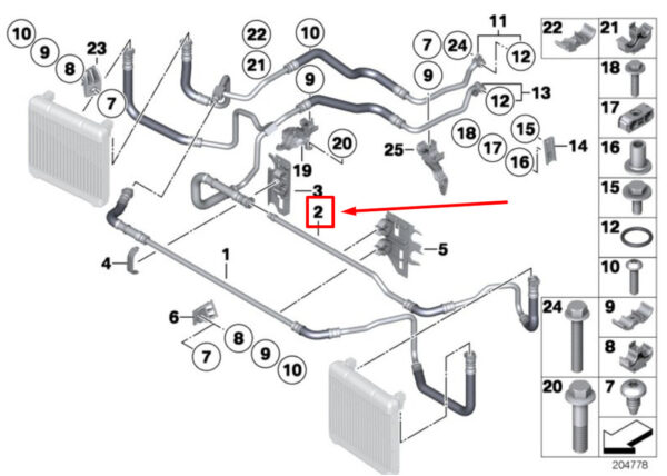 BMW 7 F01, F02 Motorölkühlerschlauchbaugruppe 17227589508 7589508 NEUES ECHTES - Image 4