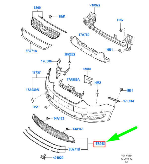 NEW FORD GALAXY MK2 FRONT BUMPER LOWER GRILLE 1725584 AM21-17B968-AC ORIGINAL - Image 3