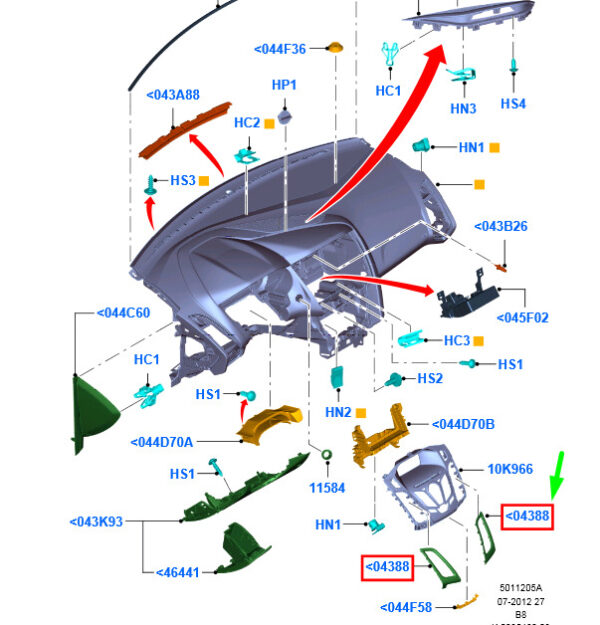 NEU ORIGINAL OEM 1729680 NEW FORD FOCUS MK3 DASH PANEL CENTRE BLENT COUNCIL RIGHT GUIDE 1729680 GENUINE