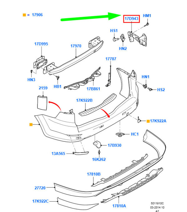 NEW FORD MONDEO ESTATE MK4 REAR LEFT BUMPER MOUNTING BRACKET 1730294 ORIGINAL - Image 3