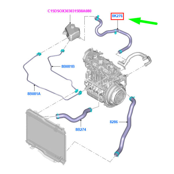 NEW FORD FIESTA WT MK6 ENGINE COOLING SYSTEM HOSE 8V21-8K276-BF 1740697 ORIGINAL - Image 3