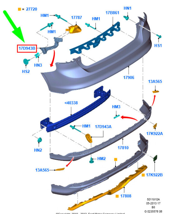 NEW FORD FOCUS C346 MK3 REAR LEFT BUMPER BRACKET 1742939 BM51-A17E851-AG - Image 3