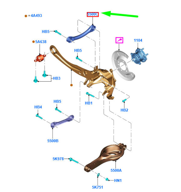 NEW FORD KUGA C520 MK2 REAR SUSPENSION CONTROL ARM BV61-5500-BB 1752565 ORIGINAL - Image 3