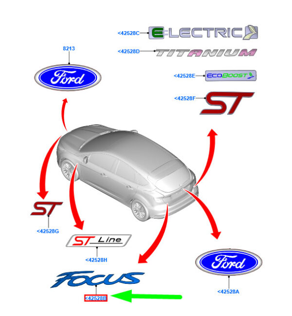 NEW FORD FOCUS C346 MK3 REAR SELF-ADHESIVE BADGE 1765113 BM51-R42528-BA N - Image 3