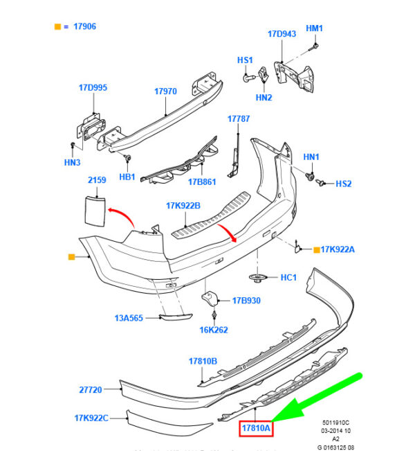 NEW FORD MONDEO ESTATE MK4 REAR LOWER BUMPER DIFFUSER 1765284 ORIGINAL - Image 3